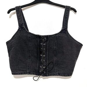 Wild Fable Corset Crop Tank Top Black, Gray Sz XL